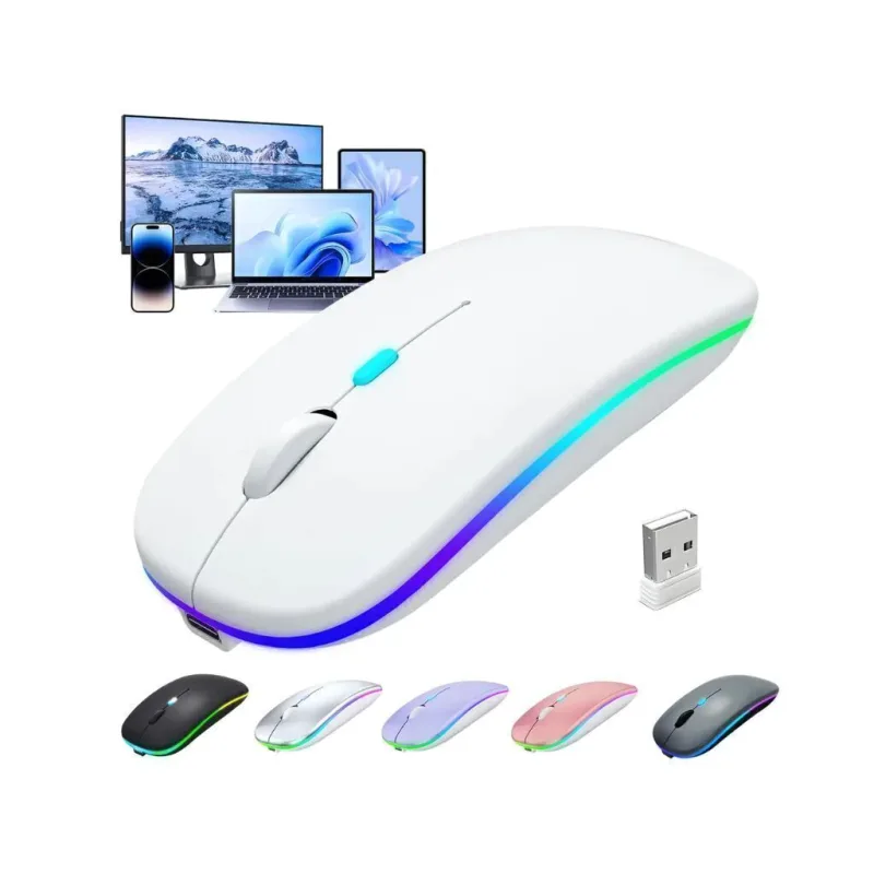 Mouse Inalámbrico Recargable USB-C Silencioso — Dual Bluetooth