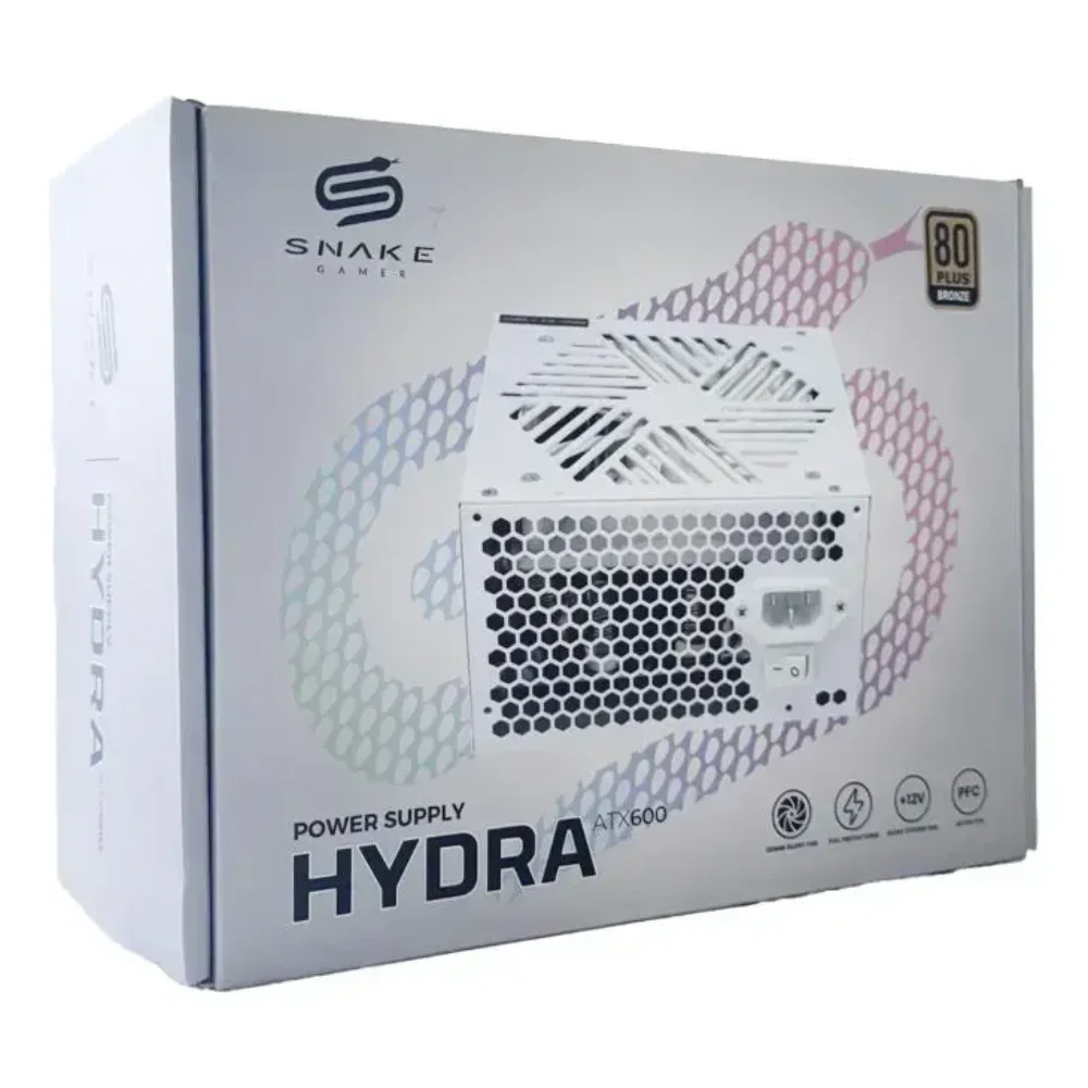 Fuente de Poder Snake Gamer Hydra ATX 600W Blanca — 80 Plus Bronze