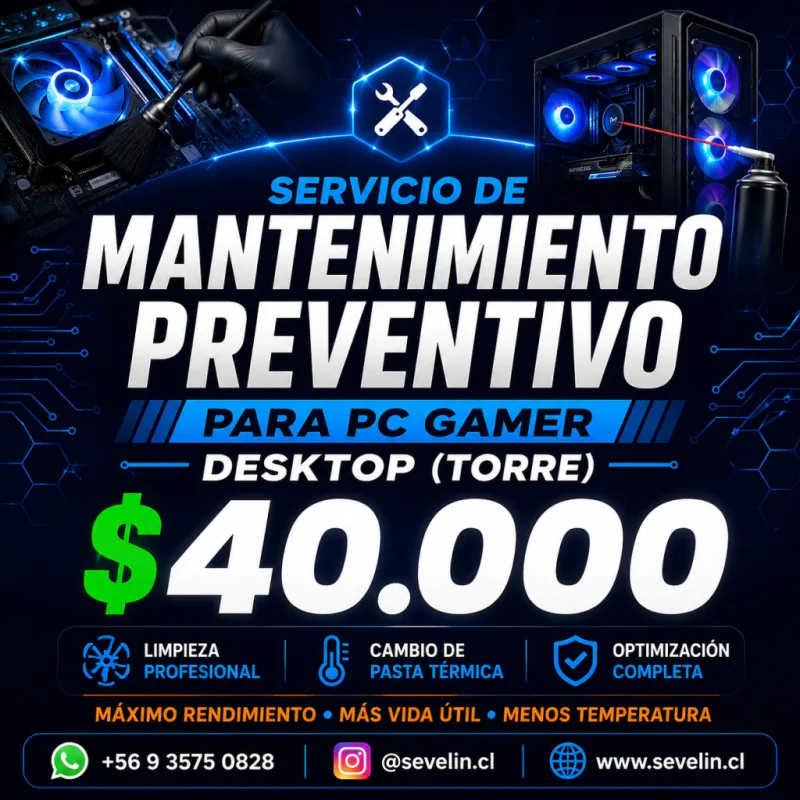 Servicio de Mantenimiento Preventivo para PC Gamer Desktop (Torre)